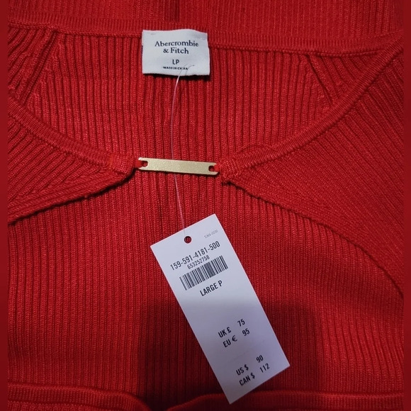 NWT Abercrombie Long Sleeve Ribbed Knit Mini Sweater Dress w/ Neckline Cutout. - Picture 3 of 5